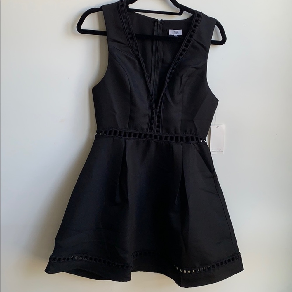 Tobi Little Black Dress V-Neck with Cutouts NWT